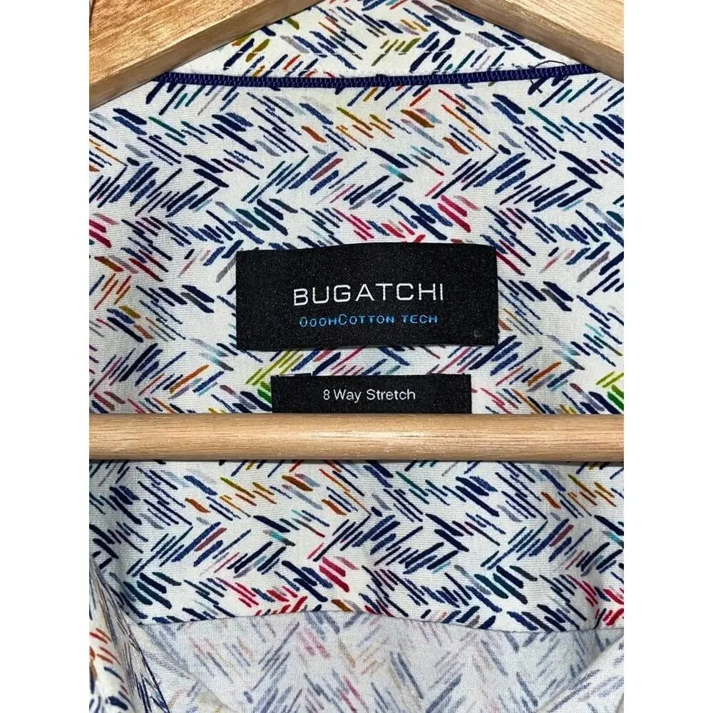 Bugatchi OoohCotton Tech Shirt 2XL 8-Way Stretch Short Sleeve Button Up NWOT - Picture 4 of 8
